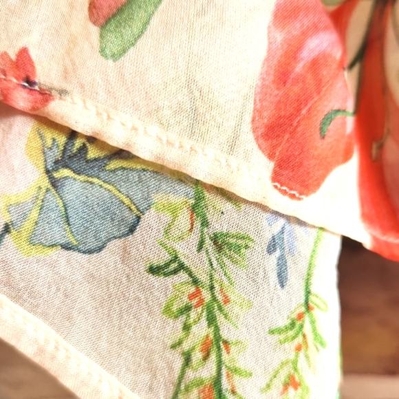 ROCHAS Gorgeous Silk ITALY Flowers Tie Bow Neck Luxury LS Sheer Blouse EUC LN 40 - Picture 8 of 16